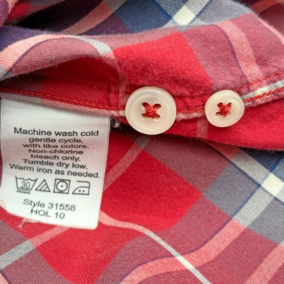 J. Crew Red Plaid 2 Ply Cotton Collared Button Up Shirt - Picture 4 of 8